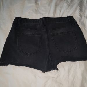 Time and Tru High Rise Black denim distressed short cut off Size 6